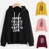 Women O-Neck Hoodie Jumper Long Sleeve Letter Print Sweatshirt Pullover Tops 