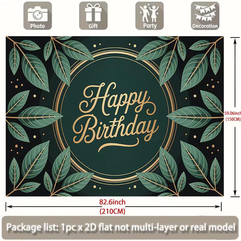 2D Minimalist Green Gold Birthday Backdrop 2D Flat Banner