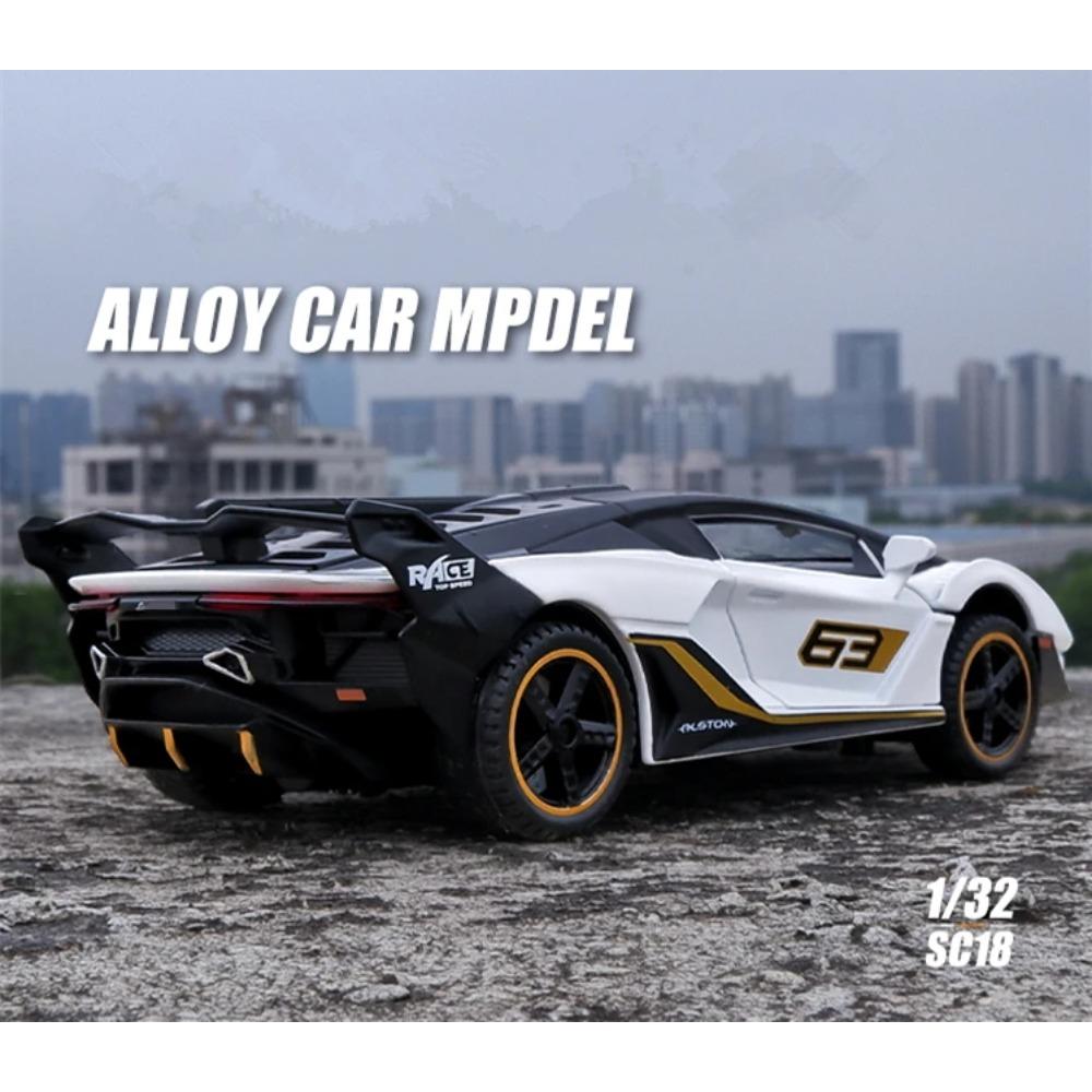 1/32 Lamborghini Aventador SC18 Alston Модель гоночного автомобиля из сплава Металлические литые игрушки Модель спортивного автомобиля Игрушка со звуком и светом Подарок