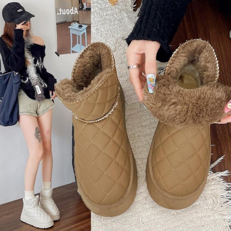 Мода 2024 года, новые женские зимние сапоги, зимние теплые плюшевые сапоги, женская повседневная обувь до щиколотки на толстой подошве, женская обувь