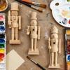 Yousheng Unfinished Nutcracker Soldier Wooden DIY Nutcracker Figure Unpainted Nutcracker Soldier Figurine for Christmas Decoration Craft Project