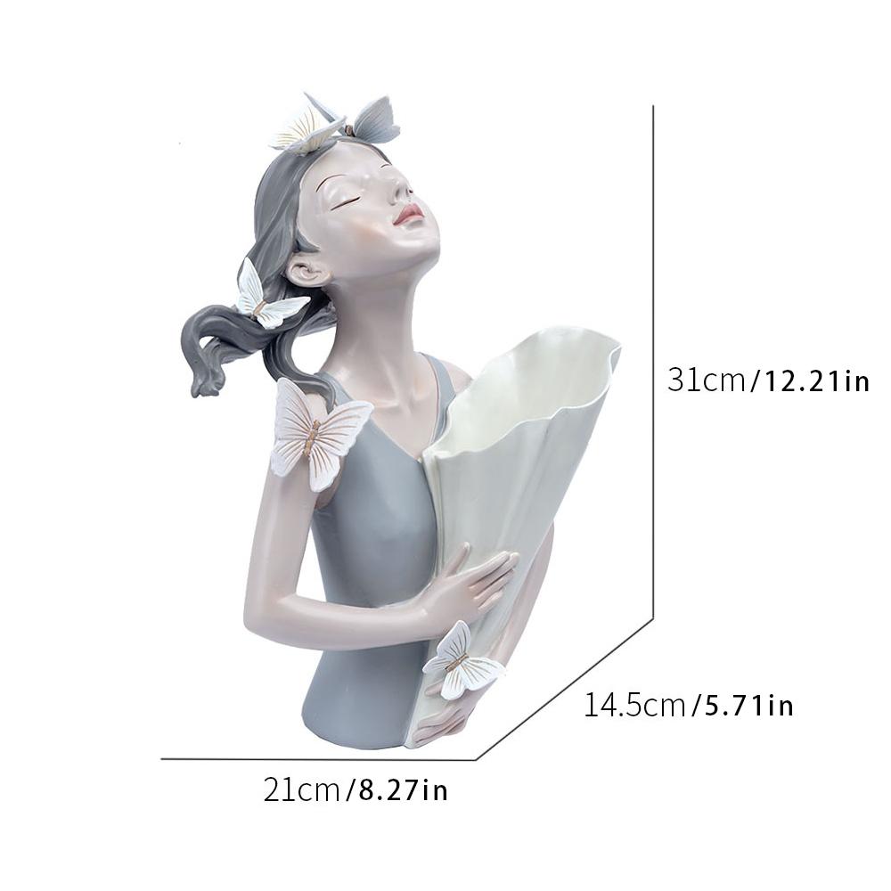 Luxury Vases Decor Resin Statue Sculpture Home Wedding Flower Figurines Interior Desktop Ornaments Living Room Butterfly Girl