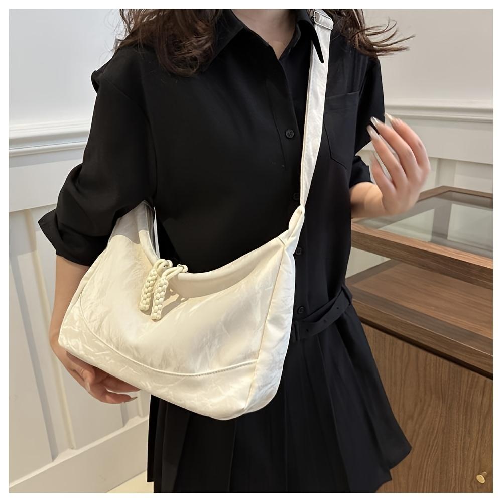 Large Capacity Casual Shoulder Bag for Women Summer Fashion Tote with Adjustable Strap, Polyester, Zip Closure, Minimalist Tote Durable Tote