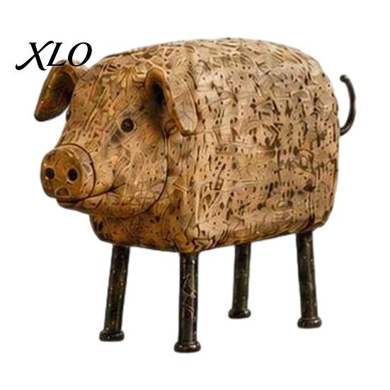 Collectible Farm Animal Sculptures Country Style Pig/Rooster Figurine, Resin Rustic Farmhouse Statue, Pastoral Theme Scene Decoration Desktop
