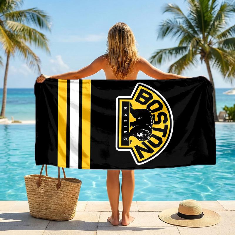 Boston Bruins Fashion Beach Towel Portable Soft Quick Dry Towel For Swimming Camping Holiday Use