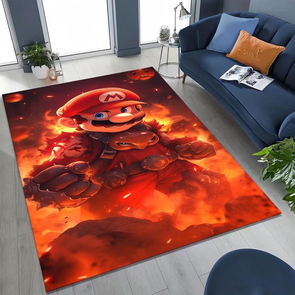 2026 New Retro Mario Cartoon Gift Rug for Bedroom Living Room Sofa Home Doormat Decor, Large Kids Play Non-slip Floor Mat