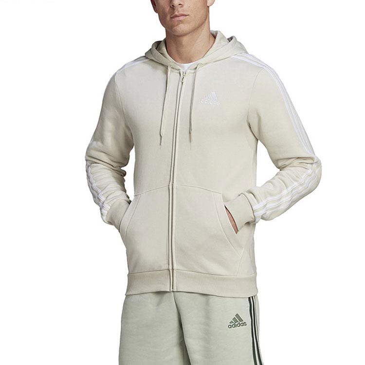 Adidas Полосатая куртка с капюшоном на молнии, мужская верхняя одежда, серая HL2260