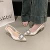 2025 New Fashion High Heel Shoes Women  Pointed Toe Shoes Dresses Sandals Summer Women Elegant Sex Appeal Rhinestone Sandal