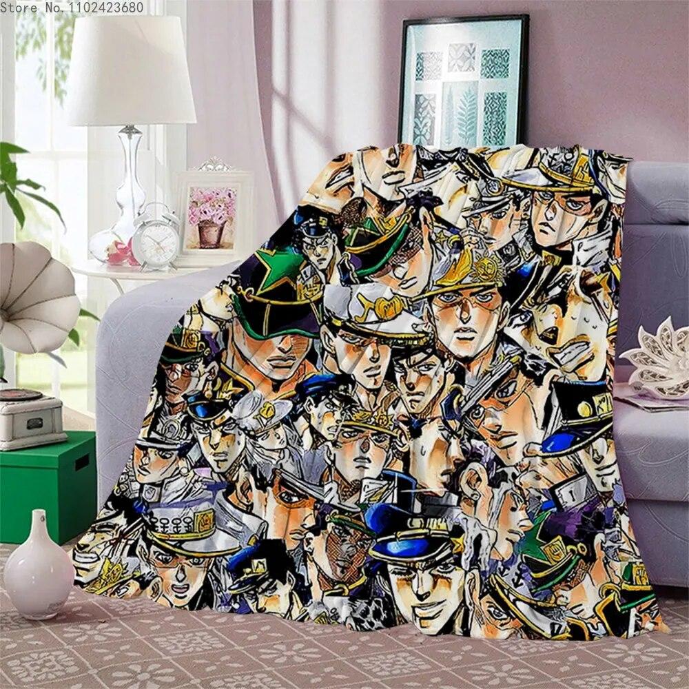 Фланелевые одеяла японского аниме «JoJo Bizarre Adventure» с принтом для детей и взрослых, одеяло, диван, путешествие, одеяло для студентов-подростков