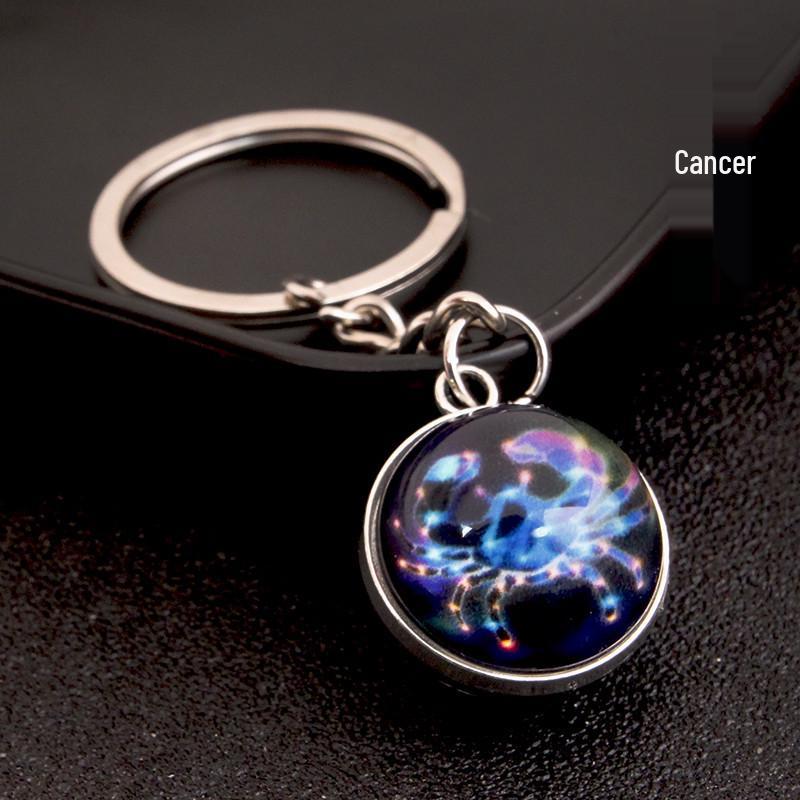 Spherical Luminous Crystal Zodiac Keychain - Virgo & Leo