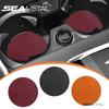 2pcs Suede PU Leather Car Water Cup Mat Anti-slip Round Bottle Rest Car Interior Accessories