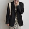 Женский пиджак с лацканами, длинный рукав, однобортный пиджак с клапанами, однотонный, свободный крой