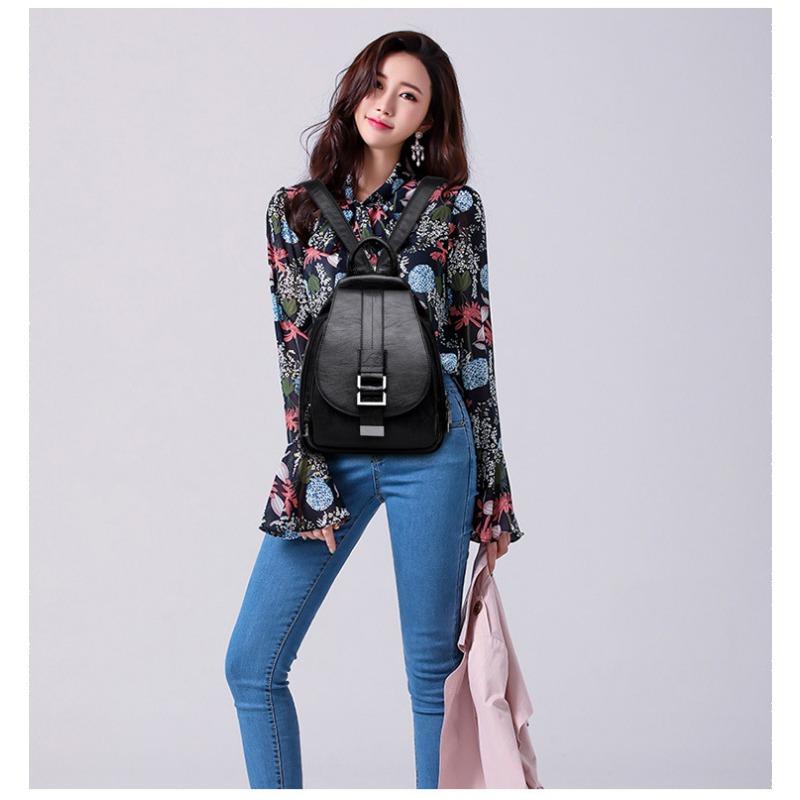 Women's Backpack Casual Soft PU Large Capacity Backpack Backpack Women's Chest Bag
