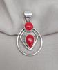 Red Coral Pendant: Two-Stone 925 Sterling Silver Boho Necklace