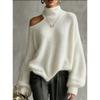 Womens Oversized Turtleneck Knit Sweater Loose Fit Shoulder-Exposing Pullover Winter 2026