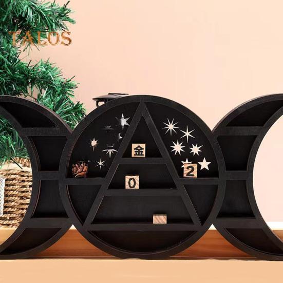 Деревянная полка для демонстрации луны, настенная полка для коллекционирования, настенная полка в виде полумесяца для кристаллов, драгоценных камней, свечей, предметов коллекционирования