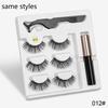 3 Pairs Eye Makeup Magnet Lashes Magnetic False Eyelashes Liqiud Eyeliner Beauty Kit Mink Eyelash
