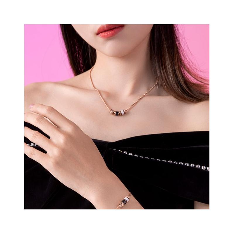 Emporio Armani necklace Diamond Beaded Small Waist Transfer Beads Stainless Steel Crystal Transfer bead necklace F basic packaging-brand original box