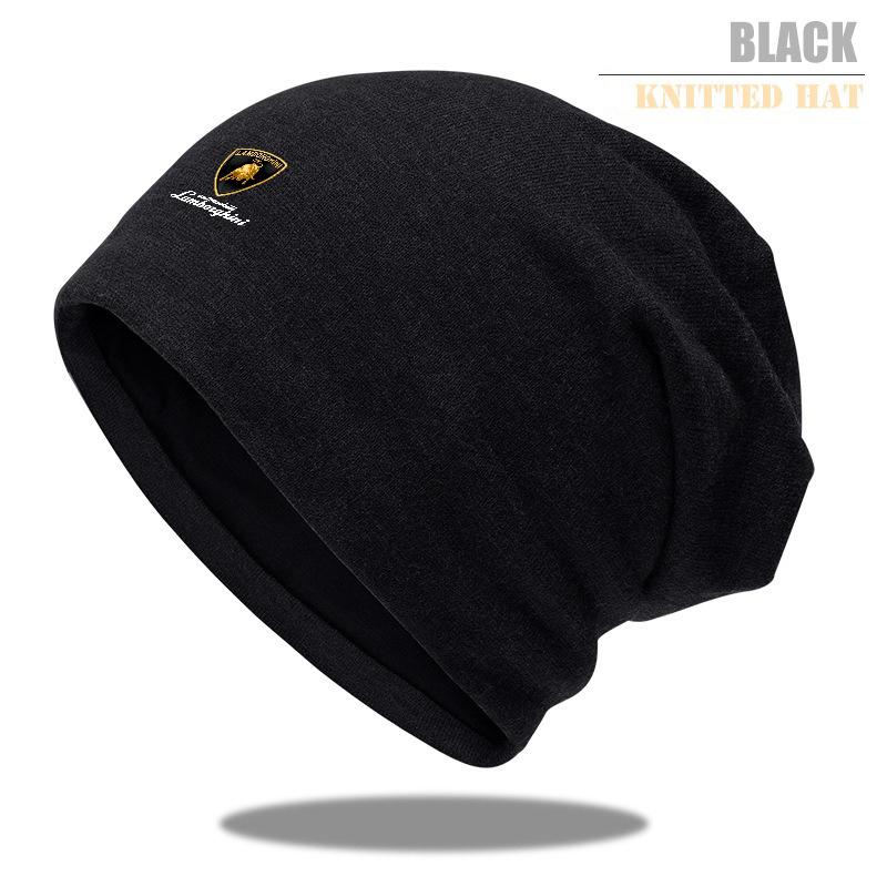 Solid Color Thin Plus Velvet Beanies Winter Hat Men Women Cap Casual Double Deck Spring Autumn For Lamborghini Windproof Hat RR33