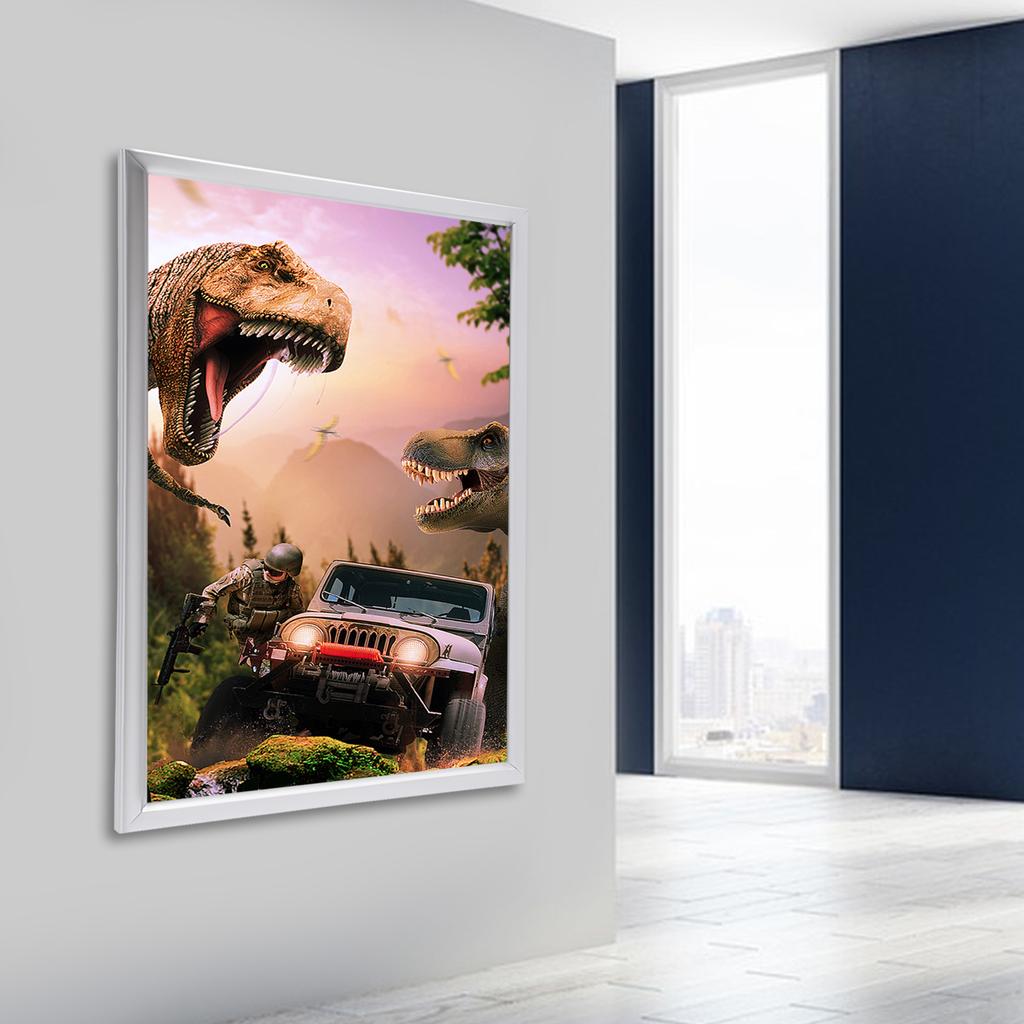 Bymaocar Silver Dustproof Led Movie Poster Frame, Restaurants Menu Art Picture Frame Light Box Advertising Wall Mounted Display