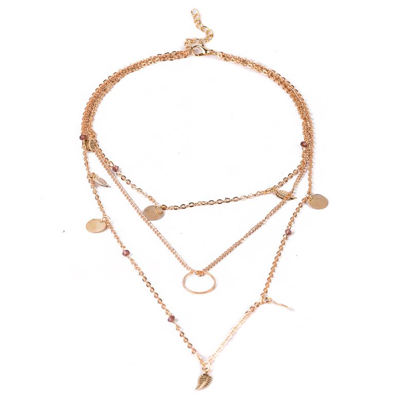 Сексуальные богемные многослойные золотые бусины в виде листьев, кольцо-цепочка, ожерелье, ювелирные изделия