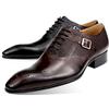 Fashion Mens Formal Genuine Leather Shoes Fashion Zapato Social Male Wedding Dress Loafer Weave Printing Lace-up Daily Brogue Shoes