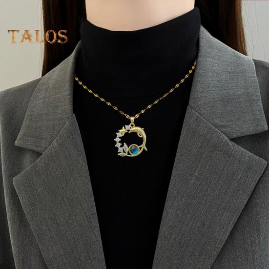 Ожерелье в виде звезды дельфина с кубическим цирконием, подвеска в виде планеты неба, ожерелье с изображением океанских животных, цепочка для ключицы, подарок для женщин