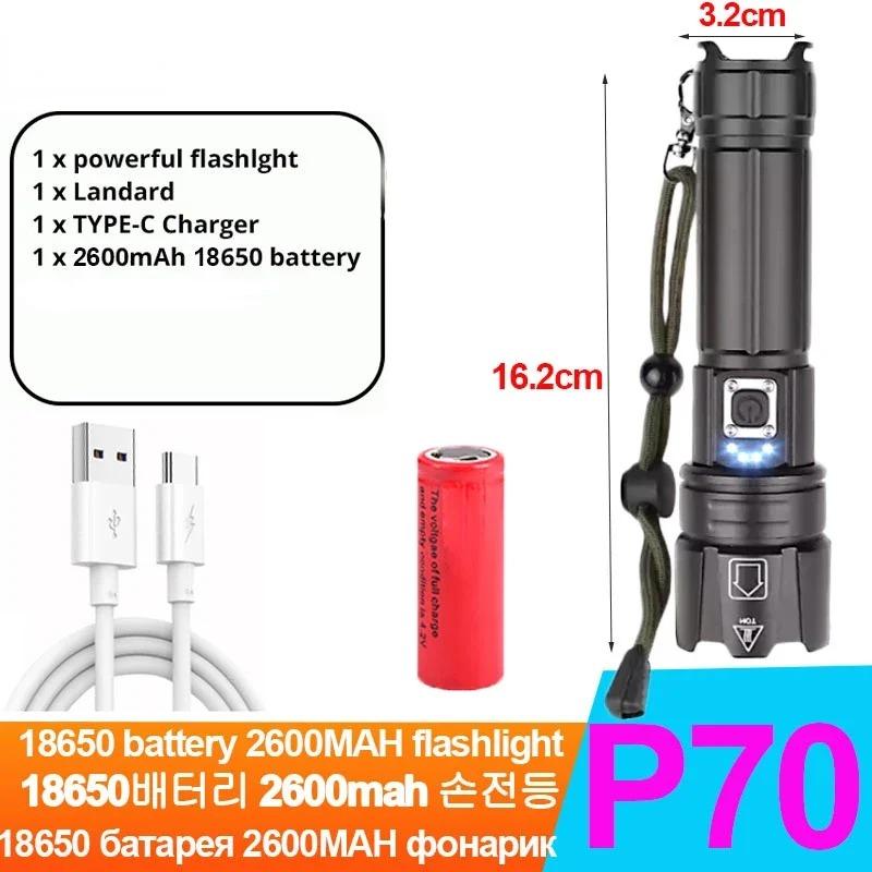 8800 метров светодиодный фонарик перезаряжаемый TYPE-C мощный тактический фонарик масштабируемый охотничий фонарь водостойкий ручной фонарь