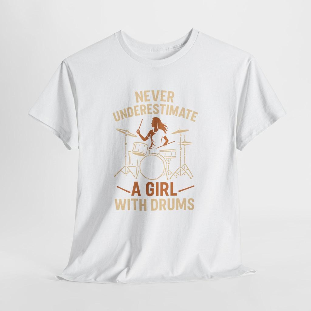 FeUnisex Drummer T Shirt Girl Power Music Gift Graphic Tee Cotton Crewneck Drummer Quote