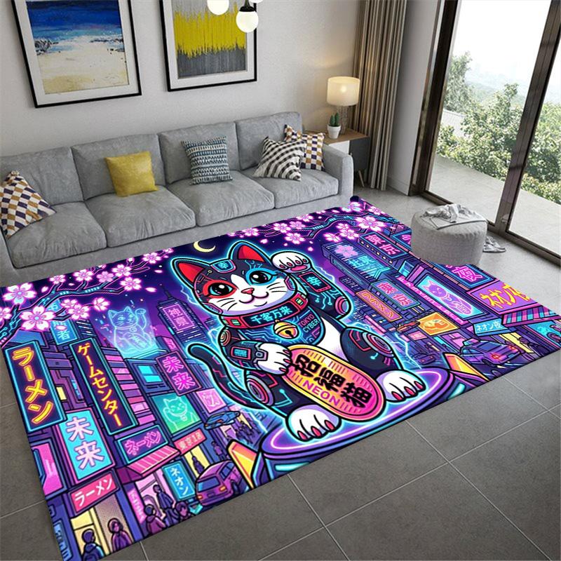 Maneki-Neko Carpet Rug for Living Room Bedroom Home Sofa Decoration,Kids play Non-slip Floor Mat