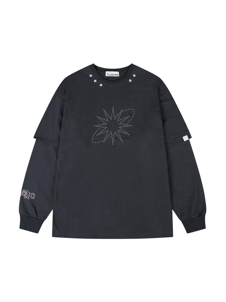 TUOMIO Star Stud Layered Long Sleeves [Charcoal]