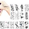 1 лист, классическая черная татуировка, кошка, птица, цветок, сделай сам, водостойкая поддельная временная татуировка, наклейка для тела, 105*60 мм