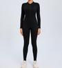 European & American Zipper Long Sleeve Yoga Jumpsuit - Women's Nude Feeling Fitness Bodysuit