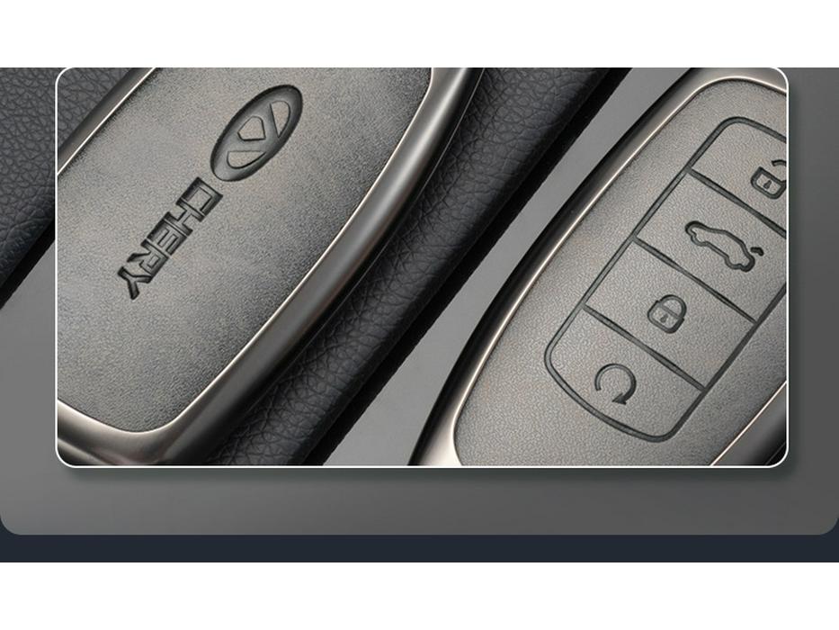 Чехол для ключа автомобиля Chery: Подходит для Tiggo, EQ1, QQ Ice Cream, Arrizo E - Маленький, Прочный металлический корпус с подвесной пряжкой