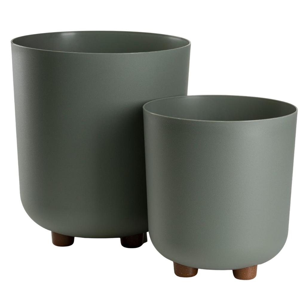 Terra Flower Pot on Legs Recycled Gray-Green H27.4X24.2
