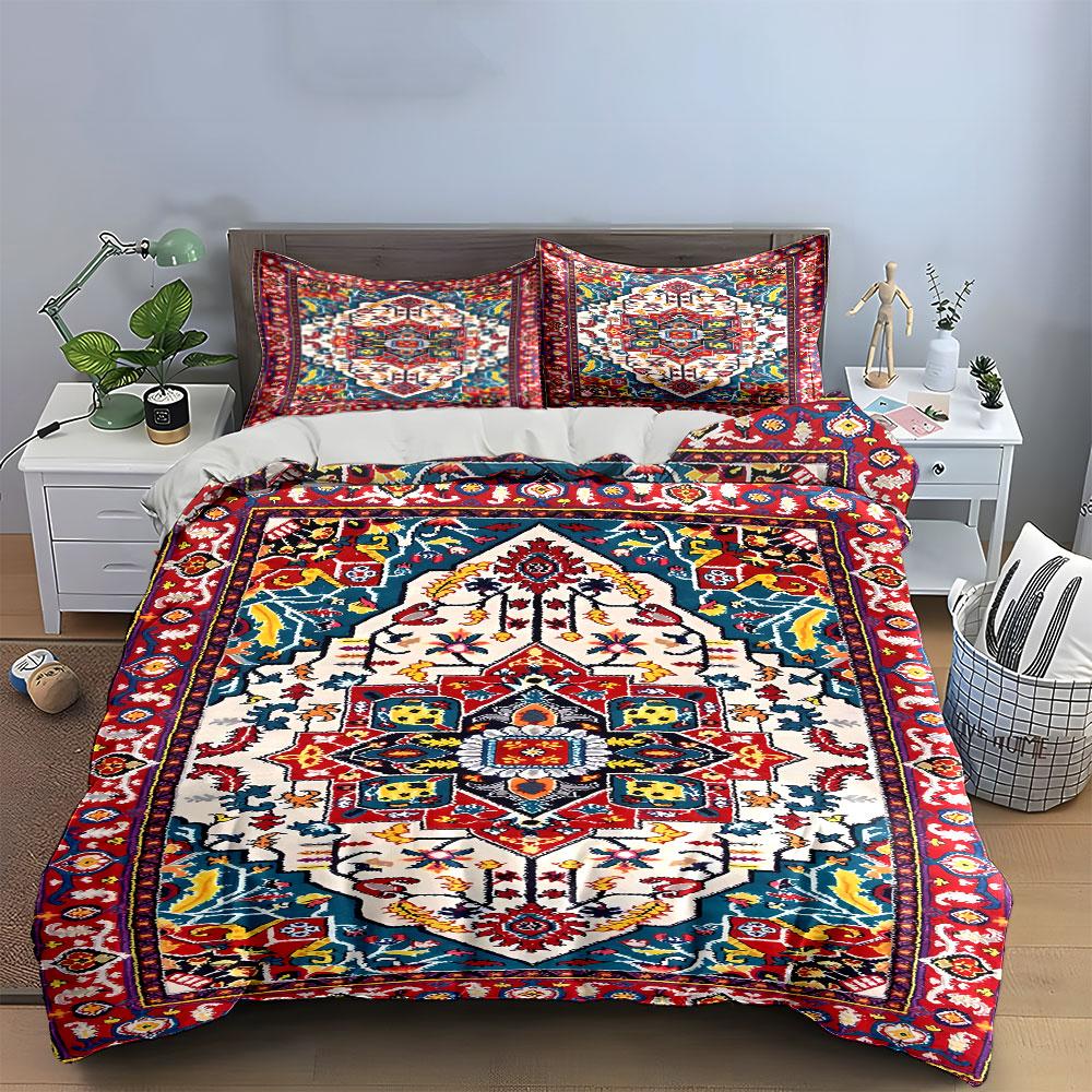 Geometric medallion with florals. Bedding sets Duvet cover sets Duvet covers Pillowcases(1 * Duvet Cover 2 * Pillowcases without duvet insert)