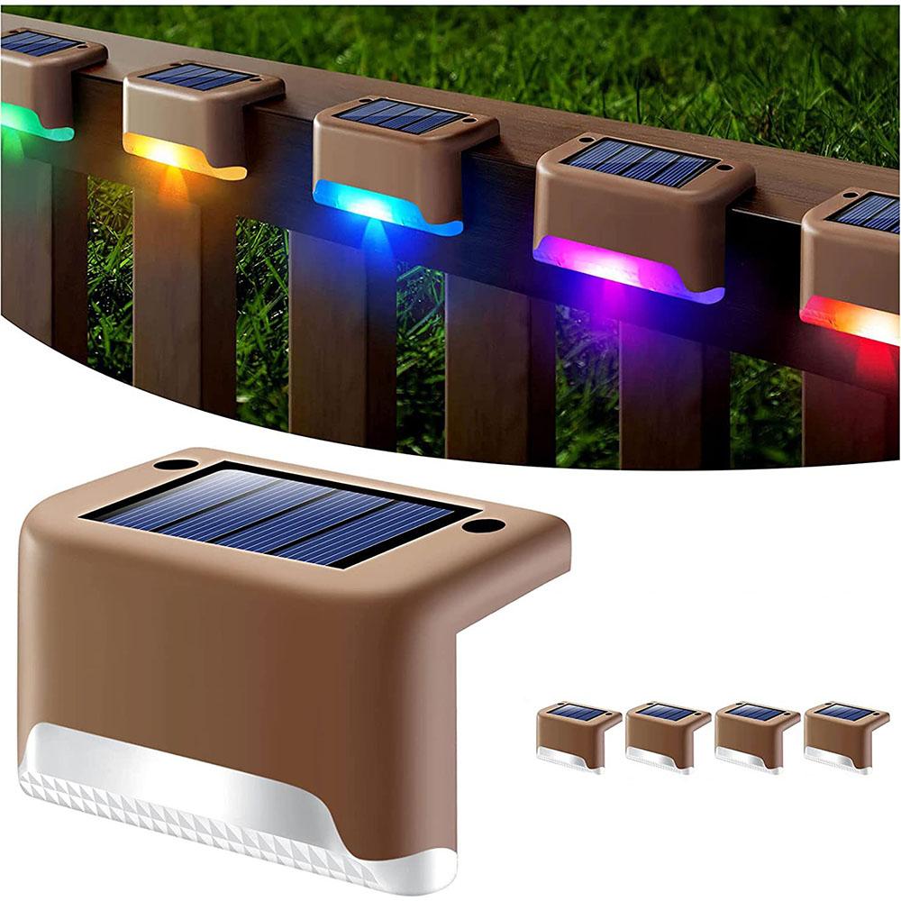 4 шт. RGB Солнечные Палубные Огни Наружные Водонепроницаемые Светодиодные Ступенчатые Лампы Для Лестницы Забора