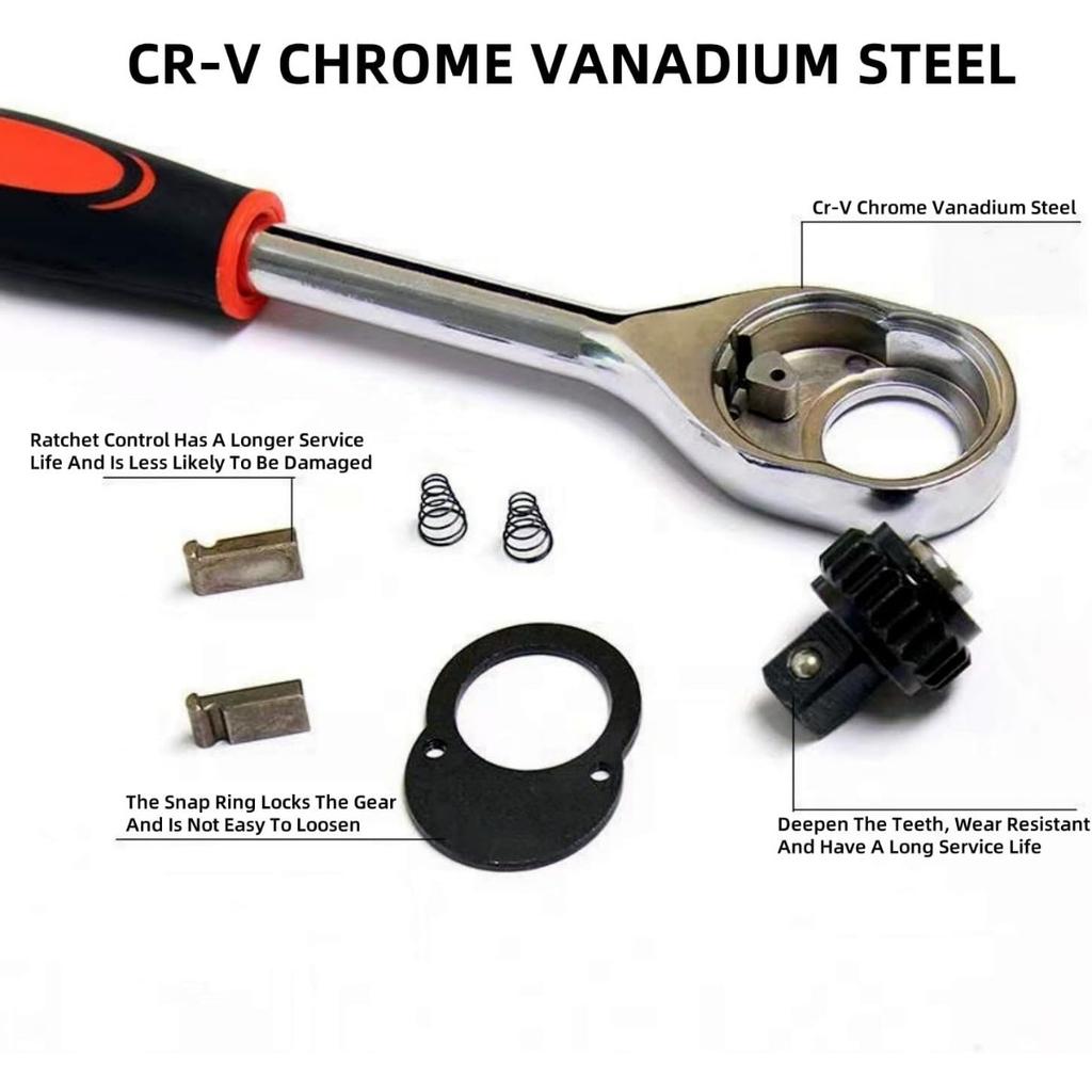 Metric SAE Mechanic Tool Kit,Ratchet Socket Wrench Set, Metric Socket Set with Quick Release Reversible Ratchet Wrench and Extension Bar, 12 Pcs