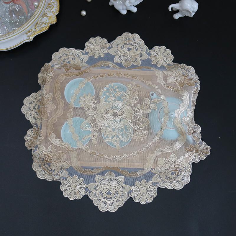 Круглая сетка с вышитым цветком розы, чехол для скатерти, свадебная скатерть, столовая кухня, рождественский стол, украшения и аксессуары