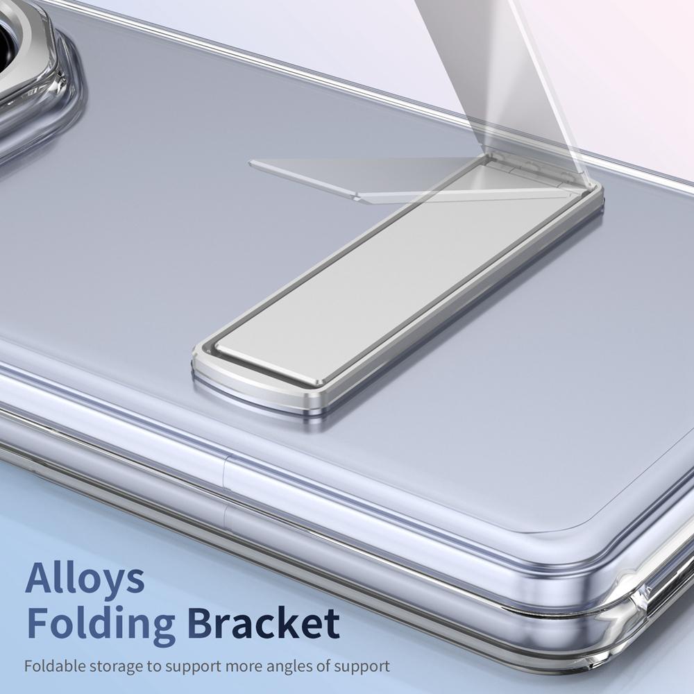 KEYSION Прозрачный чехол для Huawei HONOR Magic V3 Hard PC Metal Kickstand Противоударный чехол для телефона со стеклянным защитным экраном