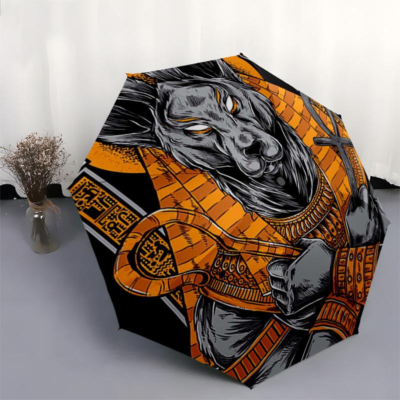 1pc Ancient Egyptian God Anubis Umbrella with Plastic Handle,Suitable for All Seasons Home Travel Outdoor UmbrellaDD368