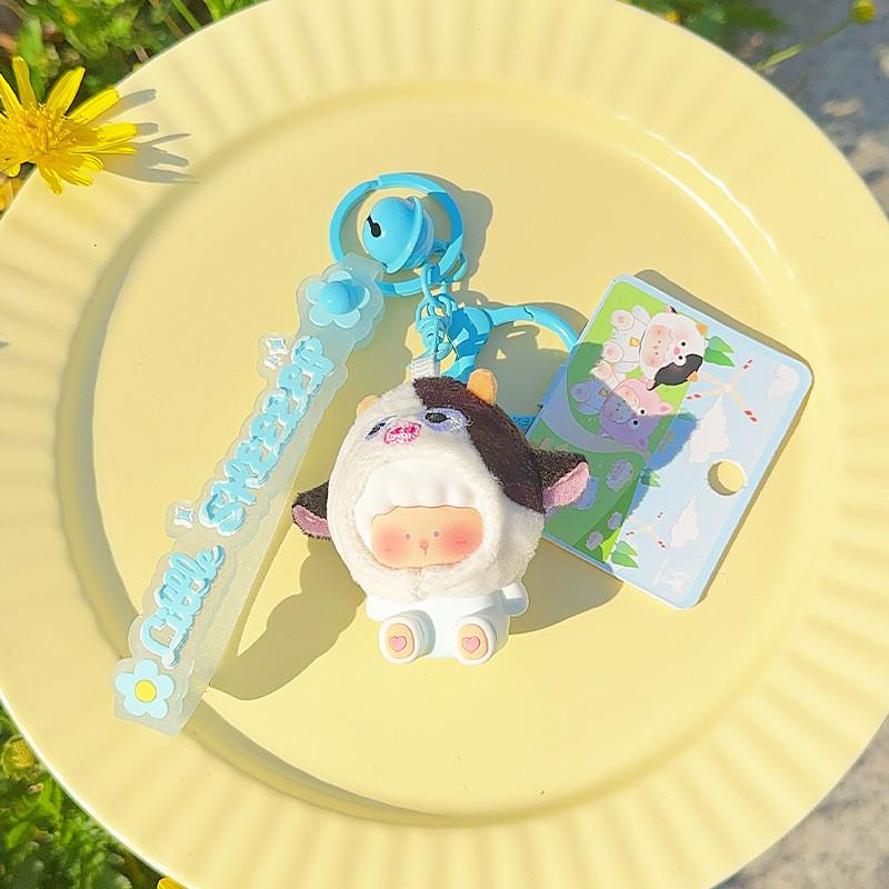 Милый плюшевый брелок с весенними сельскохозяйственными животными, красочный аксессуар для ключей