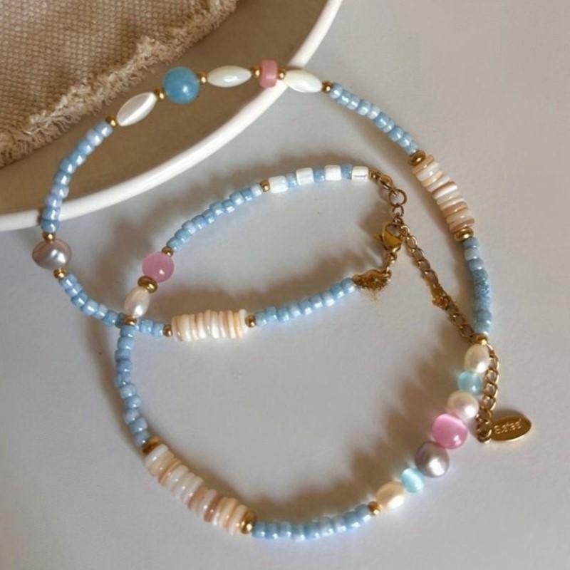 Natural Stone Freshwater Pearl Collar Chain Necklace for Women Elegant Stylish Handmade Beads Necklaces Jewelry Gift