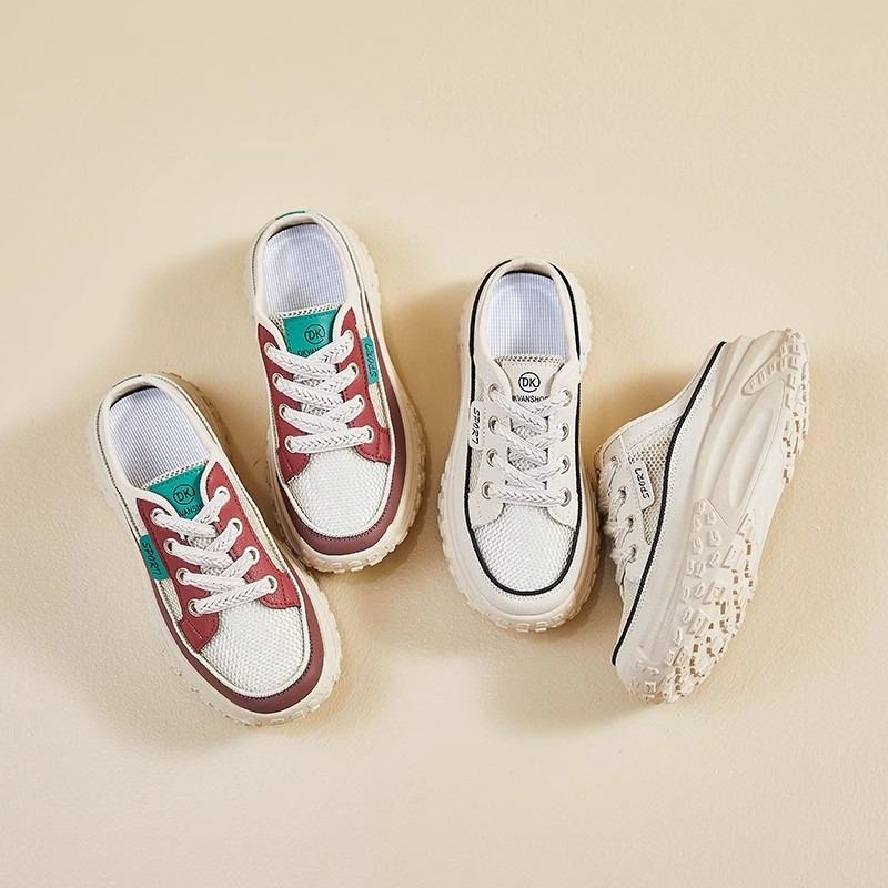 Outer slippers women's summer mesh breathable thick-soled versatile lazy shoes drag a pedal bag head half slippers casual sandals