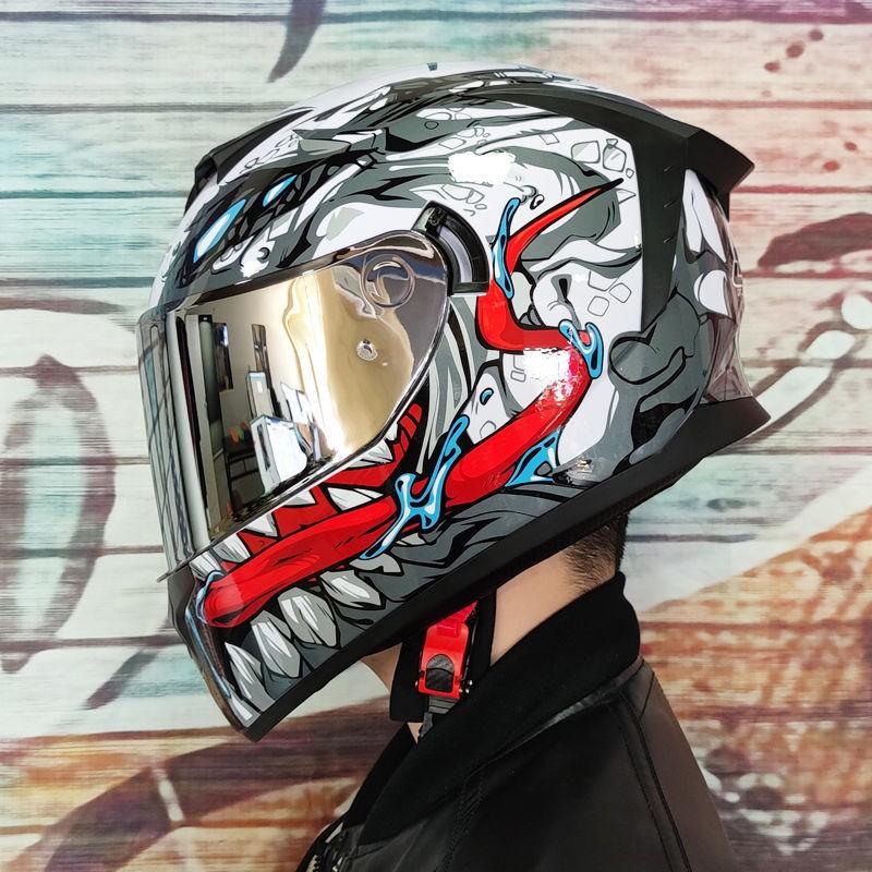 LVS Full Face Motorcycle Helmet Men Women Racing Style Glossy Colorful Design DOT Approved Size S M L XL