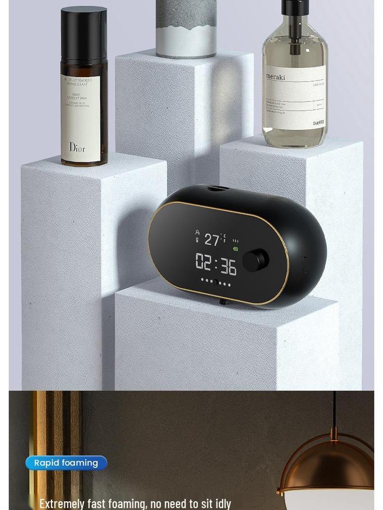 Умный настенный индукционный пенный дозатор антисептика для рук с USB-зарядкой и часами