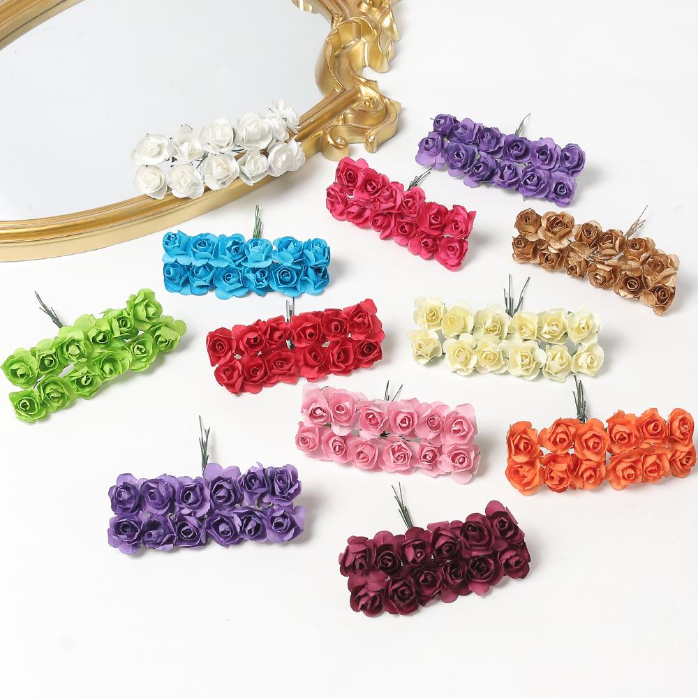 144 шт. Искусственные букеты роз Бумажные Поддельные цветы Домашний Декор для комнаты Свадебное украшение Рождество Navidad 2025 Новый год DIY Венок