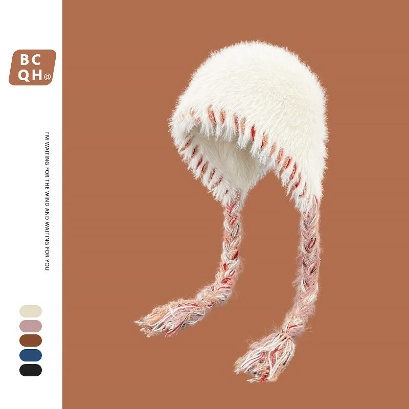 Милые медвежьи ушки Тедди флис вязаный разноцветный пуловер шапка для женщин зимние теплые защитные наушники Able Straps шапки-бомберы