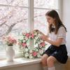 3D Пасхальный венок 45 см, Листья и Хризантемы - Настенное украшение для входа.