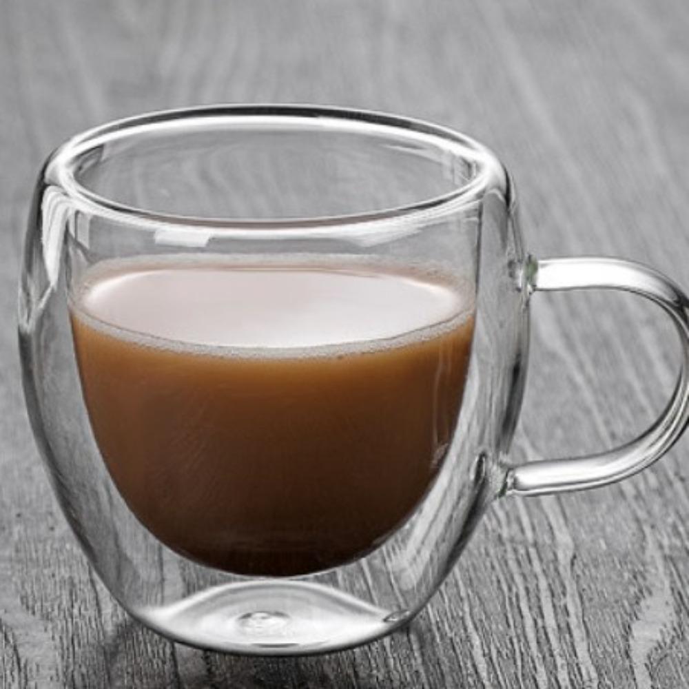 Двухслойный кофе из высокого боросиликатного стекла с ручкой и блюдцем, чашка, стакан для воды, офисная чашка, набор 80 мл